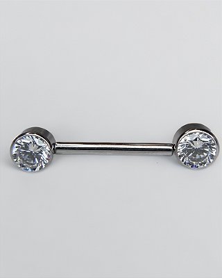 Piercing Mamilo Barbell Reto com ZIrcônia Circular - Titânio