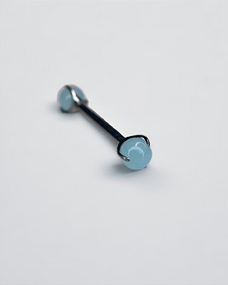 Piercing Mamilo Barbell Reto Aquamarine - Titânio