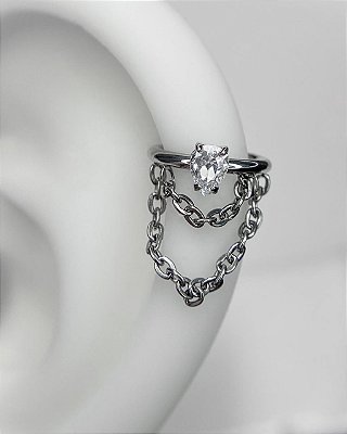 Piercing Argola Ornamentada com Zircônia - Titânio