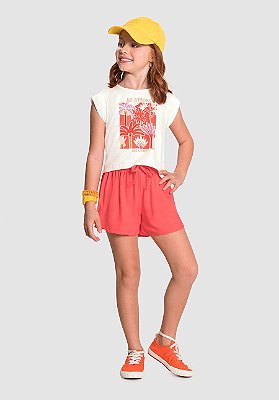 conjunto infantil menina com detalhe strass laranja