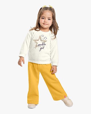 CONJUNTO INFANTIL MENINA BLUSÃO E WIDE LEG KELY KETY -ROSA