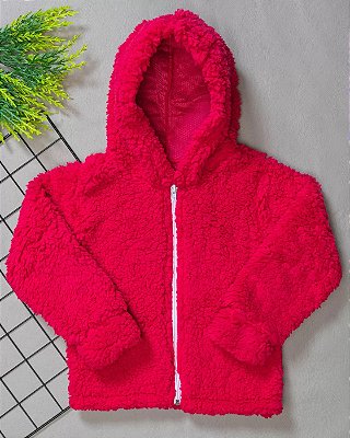 Casaco Polar Infantil C/ Ziper e Capuz Pink