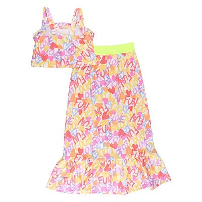 Conjunto Infantil Color Girl Blusa De Alcinha + Saia Estampada