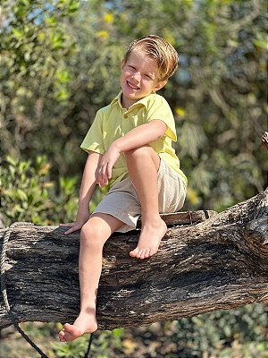 conjunto em linho amarelo