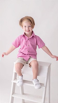 conjunto em linho rosa