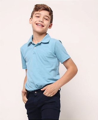 Camisa gola polo azul