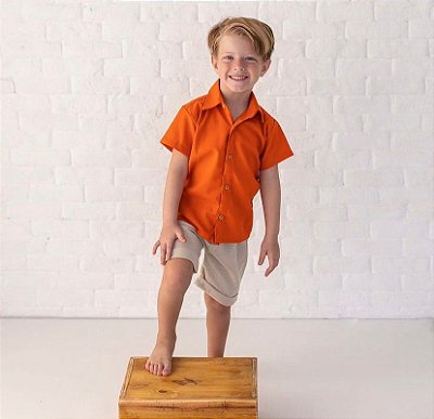 conjunto em linho laranja