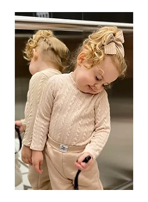 Blusa Manga Longa Kids Tricot Bege