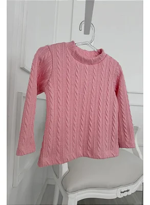 Blusa Manga Longa Kids Tricot Rosa