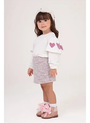 Conjunto Infantil Rose Tweed Coração