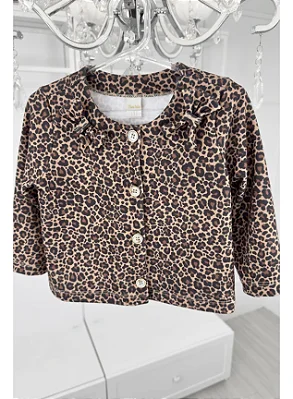 Casaco Infantil em Molecotton Oncinha Lacinhos