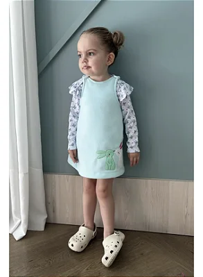 Conjunto Infantil Bebê Salopete Azul Coelho