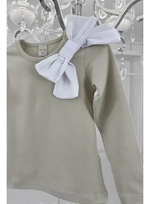Blusa Infantil Nude com Laço