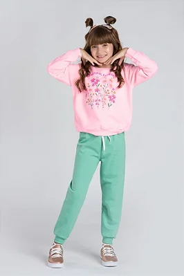 Conjunto Feminino Infantil Beautiful Flowers Rosa