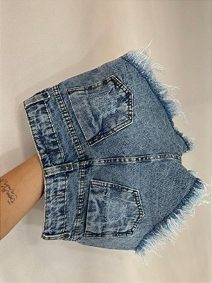 Short Jeans Feminino Destroyed Cinza Lavagem Clara E Barra Desfiada -  Mademoiselle Modas