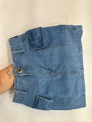 Saia Jeans Fenda Cargo Malu Jeans - Lolla Valentina - Compre Online