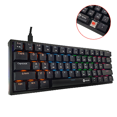 Teclado Mecânico Revo Narvi Switch Red Compacto 61 Teclas RGB Com Fio Preto