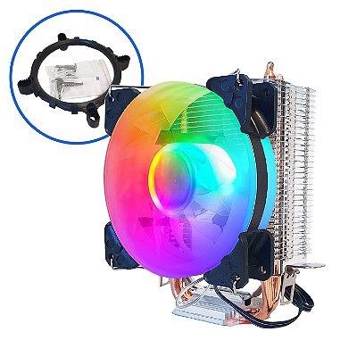 CPU Air Cooler Universal RGB C/ 2 HeatPipes de Cobre P/ Processadores Intel e AMD