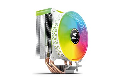 CPU Air Cooler Universal 120mm RGB C/ 4 HeatPipes de Cobre P/ Processadores Intel e AMD Branco