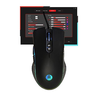 OPEN BOX - Mouse Gamer Revo Razor 8000 DPI Ajustável Com LED RGB Preto