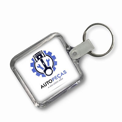 Chaveiro De Acrílico Com Foto Modelo Quadrado Presilha Branca