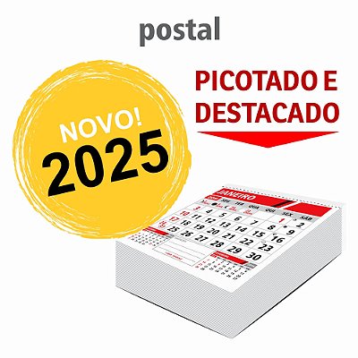 CALENDÁRIOS E FOLHINHAS 2025 BLOCOS DE CALENDÁRIO 2025 PARA POSTAL 80X80MM - 2X0 - 1000unid - CBPB2022C