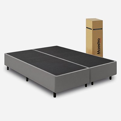 Cama Box Queen Desmontável (na caixa) 158x198x40cm Suede Cinza
