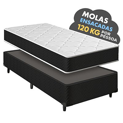 Cama Box Solteirão + Colchão Molas Ensacadas Pergola Europillow 96x188x63cm