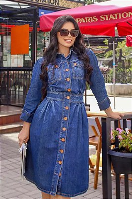 Vestido Joyaly Jeans Manga Longa
