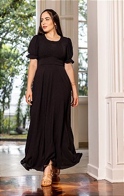 Vestido Valentina longo na   cor preto  Cód: 00321 marca Maria Amore
