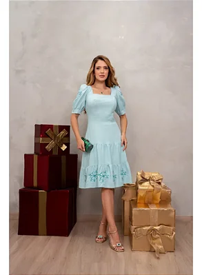 Vestido Luciana Pais Crepe Bordado Exclusivo 94004
