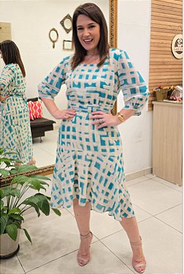 Vestido tecido musseline verde - marca Cechiq - ref. 5724
