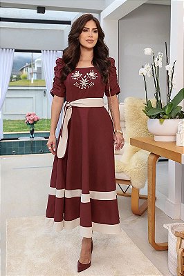 Vestido max midi Marsala ref 4177 Kauky