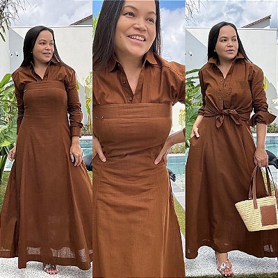 Conjuto Lia na cor Marrom Vestido e Camisa refe7410  marca HELPCHIK