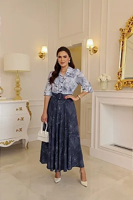 Vestido Midi Kauly Floral Azul Marinho - 4418