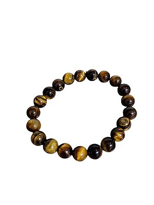 Pulseira Bolinha de Olho de Tigre 8mm