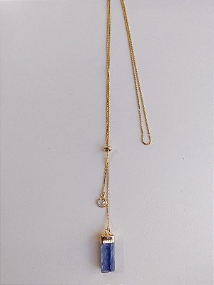 Colar gravatinha com Cianita Azul