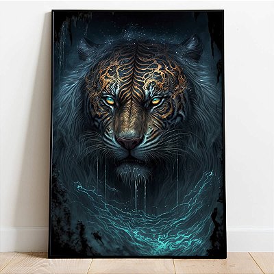 Quadro Decorativo Canvas Animal Selvagem Tigre Por do Sol