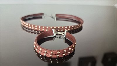 Pulseira e Colar Choker Marrom