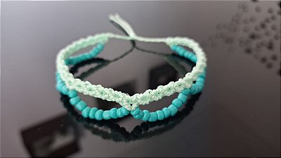 Tornozeleira Macramé Verde com Miçangas