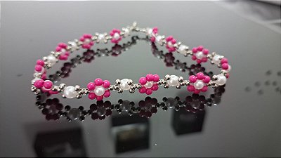 Colar Choker Florzinha Rosa