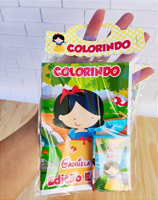 Kit Livrinho de Colorir Personalizado Branca de Neve Baby
