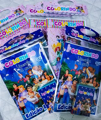 Kit Livrinho de Colorir Personalizado Princesas/Príncipes Disney