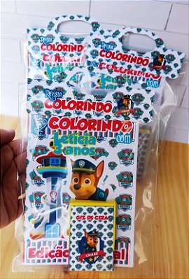 Kit Livrinho de Colorir Personalizado Patrulha Canina Menino