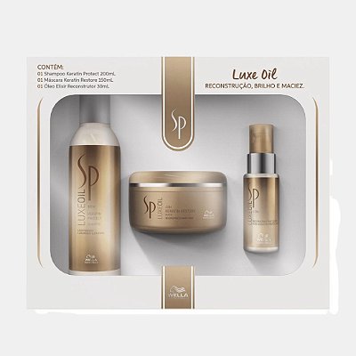 Kit Wella Sp System Professional Luxe Oil Shampoo Keratin Protect + Máscara + Óleo Reconstrutor 30ml
