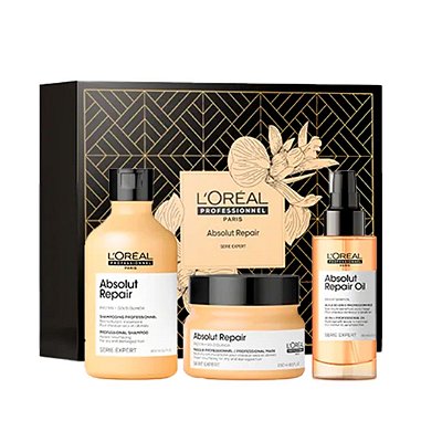 Kit L'oréal Professionnel Absolut Repair Gold Quinoa Shampoo + Máscara & Oil 10in1