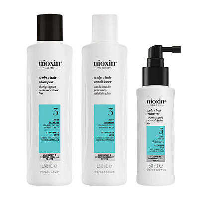 Wella Professionals Nioxin System 3 - Kit 150+150+50ml - Cabelo colorido, afinamento leve