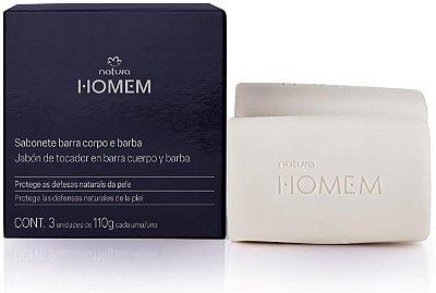 Sabonete natura homem - Caixa com 3 unidades 110g cada unidade.
