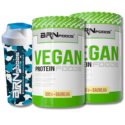 Kit 2x Vegan Protein 500g + Coqueteleira 600ml - BRN Foods