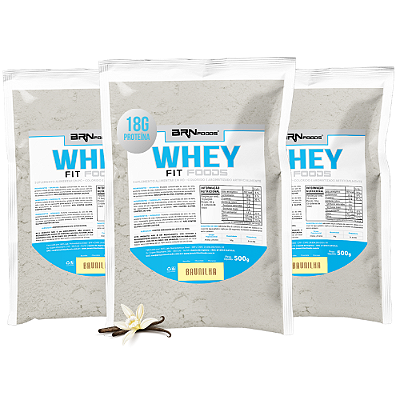 Kit 3x Whey Protein Fit Foods 500g - BRN Foods